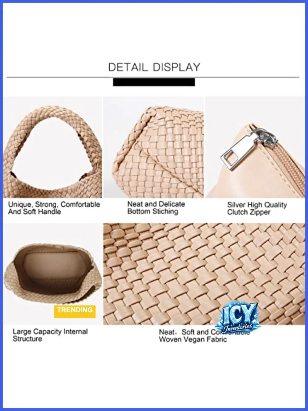 Vegan Leather Woven Hobo Tote Bag for Women, Top-Handle Shoulder Handbag